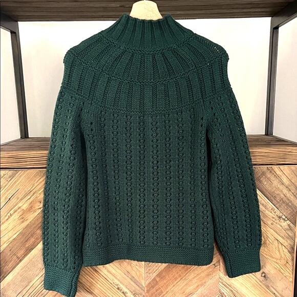 Talbots Dark Green Cable Knit Full Zip Cardigan Sz S - Picture 7 of 8
